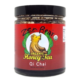 Zen Bear Organic Qi Chai Honey Tea - Rich India-Inspired Flavor Infused with Premium Black Tea, Cinnamon, Cardamom, Cloves, and Black Pepper, Sweetened Naturally with Raw Honey | 10 Oz Jar