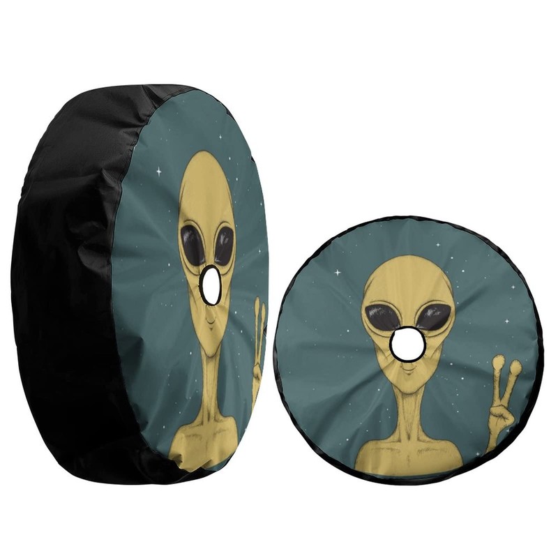 KiuLoam Martian Alien Peace Sign Retro Spare Tire Cover with