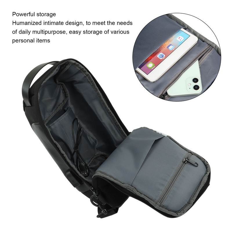 Sling Backpack USB Prevents Theft Waterproof Chest Shoulder Bags for
