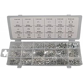 Assorted M3 - M10 Split Spring & Toothed Lock Washers - Steel (720 Pieces)
