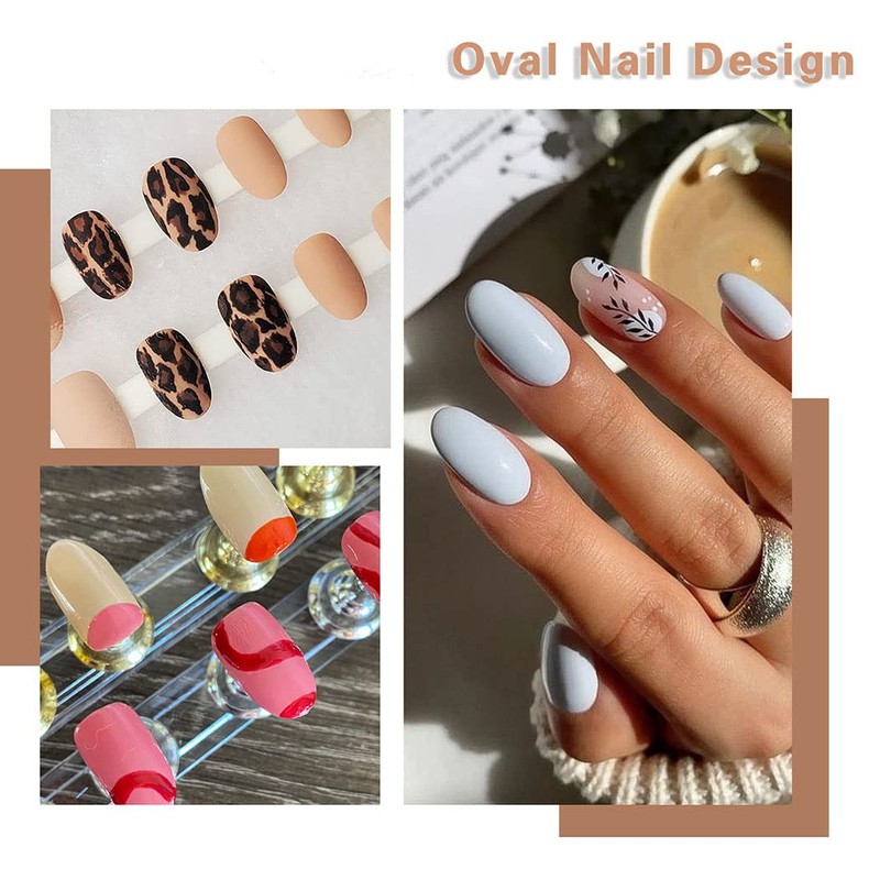 Sethexy Short Oval False Nails 500Pcs 10Sizes Full Cover Acrylic