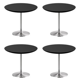 DIVINA VITAE 4Pcs Round Fitted Tablecloth with Elastic, 30 Inch Round Table Covers Resistant Washable Black Spandex Tablecloth for Wedding Event and Parties