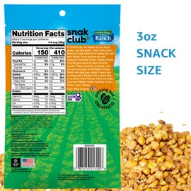 Snak Club Toasted Corn Nuggets with Hidden Valley Ranch Seasoning, Crunchy, Creamy & Tangy Gluten Free Snacks, 3oz Resealable Bag (Pack of 6)