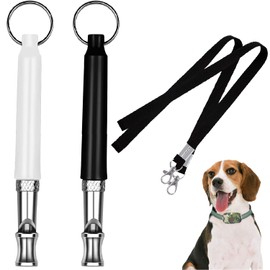 Dog Whistle,2 Pack Adjustable Ultrasonic Dog Whistle to Stop Barking Neighbors Dog, Recall Training, Professional Ultrasonic Dog Whistles Puppy Bark Control Training Tool,with Black Strap Lanyard