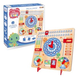 CRAZE My Learning Clock Dino English Language - Wooden Learning Clock for Children Learning Board Clock Seasons Wall Clock