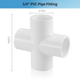 10Pack 3/4" PVC Fitting, LESSO 4-Way PVC Pipe Cross 3/4 inch Connector Furniture Grade Fittings for DIY Shelf Building Garden Greenhouse Connection Tent, SCH40
