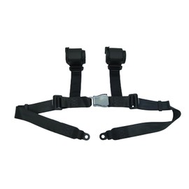 Yakitoko Universal 4 Point Quick Buckle Harness with Adjustable Back for UTV ATV Go Kart Excavator Skid Loader Backhoe Dozer Telehandler Lawn Mower Black