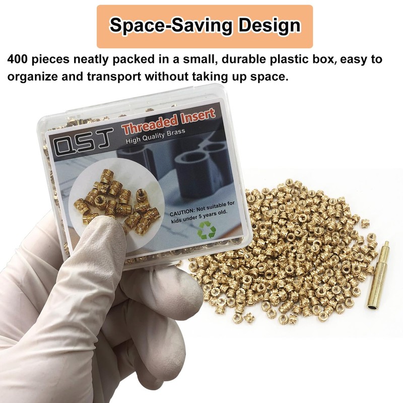 QSJ Threaded Insert 400Pcs M3 x L4 x D5 Heat