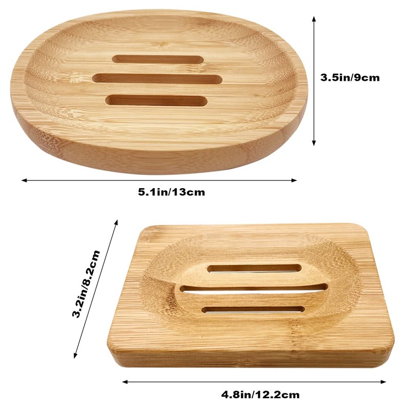 AYWFEY 4 Pcs Natural Wooden Soap Holders, Bamboo Soap Holders,