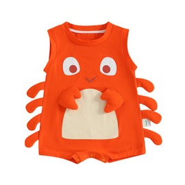 M9ppzzur7 Baby Infant Body Romper Outfits Cute Lobster Styles Sleeveless Bodysuit Infant Boy Summer Cute Jumpsuit Clothes (Red, 6-9 Months)