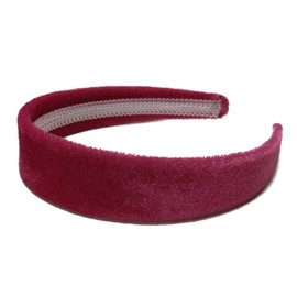 Threddies One Inch Wide Velvet Headband for Women and Girls, Soft Solid Color Hairband (Dark Red)