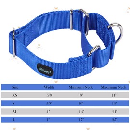 Mikivery Martingale Dog Collar Nylon Adjustable and Safety Training Colourful Comfortable Metal Buckle Pet Collars for Small Medium and Large Dogs(Royal Blue,M)