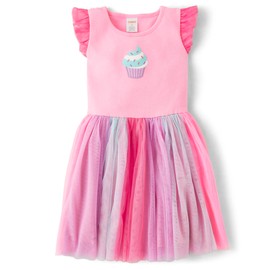 Gymboree,and Toddler Short Sleeve Tutu Dress,Birthday Pink Cupcake,3T