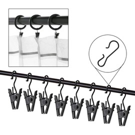 30 Pack Small Heavy-Duty Hook Clip Set Metal Curtain Hangers Clips for Clip Photo Home Decoration (Black, One Size)