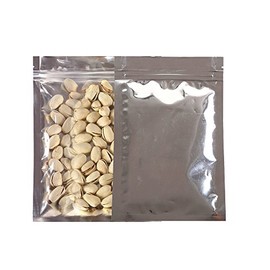 100PCS Clear/Silver Metallic Mylar Foil Flat QuickQlick Zip Top Bags 10x15cm (3.9x5.9")