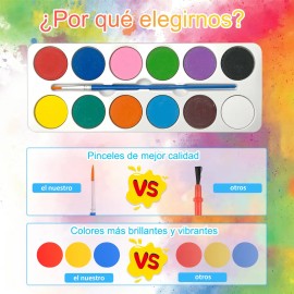 30 Piezas Kit De Pintura Acuarela Profesionales 12 Colores