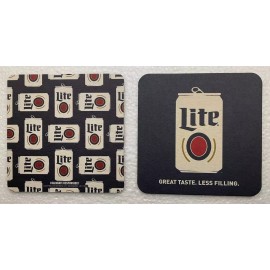 MILLER LITE 2 Miller Lite 4" Square Coasters - "GREAT TASTE. LESS FILLING".