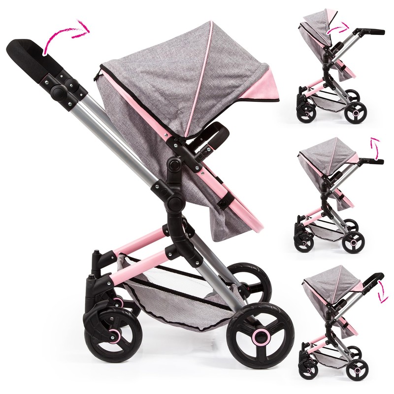 Bayer Design: Pram City Vario Stroller - Gray & Pink