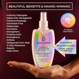 DAILY DOSE Award-Winning Clean Moisture Leave In Conditioner Spray Detangler for Dry, Damaged & Frizzy Hair. Instantly Softens, Smooths & Adds Shine f