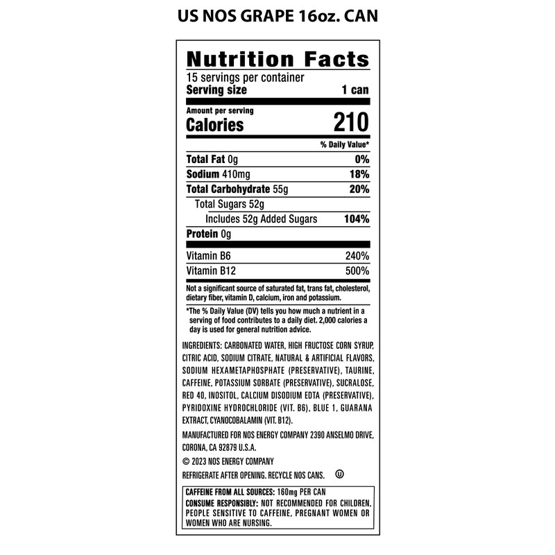 NOS GT Grape: High Performance Energy Drink. 16 Fl oz