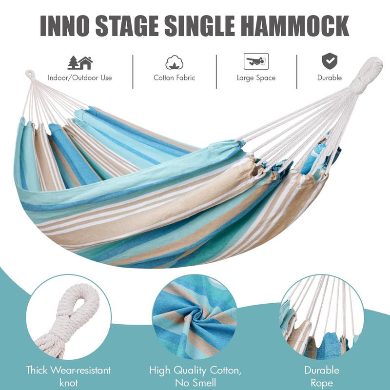 INNO STAGE Brazilian Hammock with Tree Straps, Carry Bag, Blue