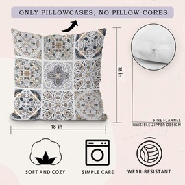 Likjad Vintage Boho Moroccan Pillow Covers 18x18, Moroccan Decor for Home, Neutral Traditional Modern Art Decorative Throw Pillow Covers for Home Room Bedroom Decor