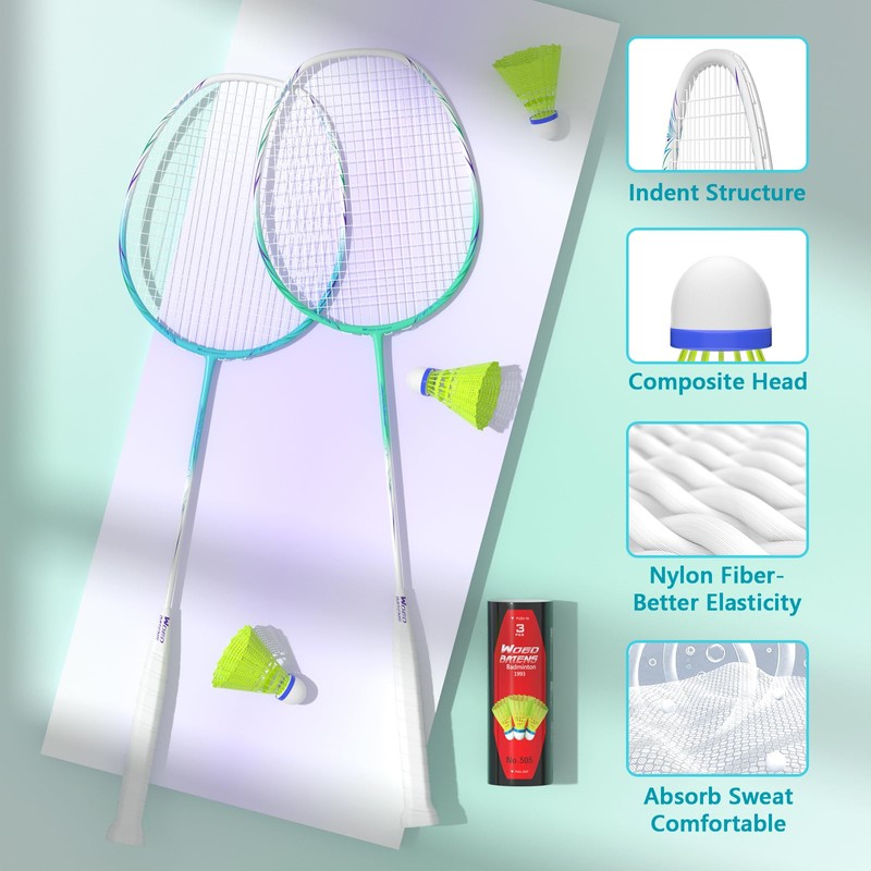 Professional Carbon Fiber Badminton Rackets Badminton Racquet for Backyards Gym(2/4