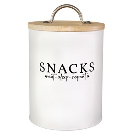 Simply Unleashed White Dog and Cat Treat Container with Easy to Open Bamboo Lid, 8.5 cups/ 70 fl oz.