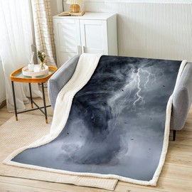 3D Tornado Throw Blanket Lightning Fleece Blanket Natural Disaster Bed Blanket for Couch or Bed Tornado Pattern Blanket Soft Warm Lightweight for Kids Adults Women Gift(40x50 Inches)