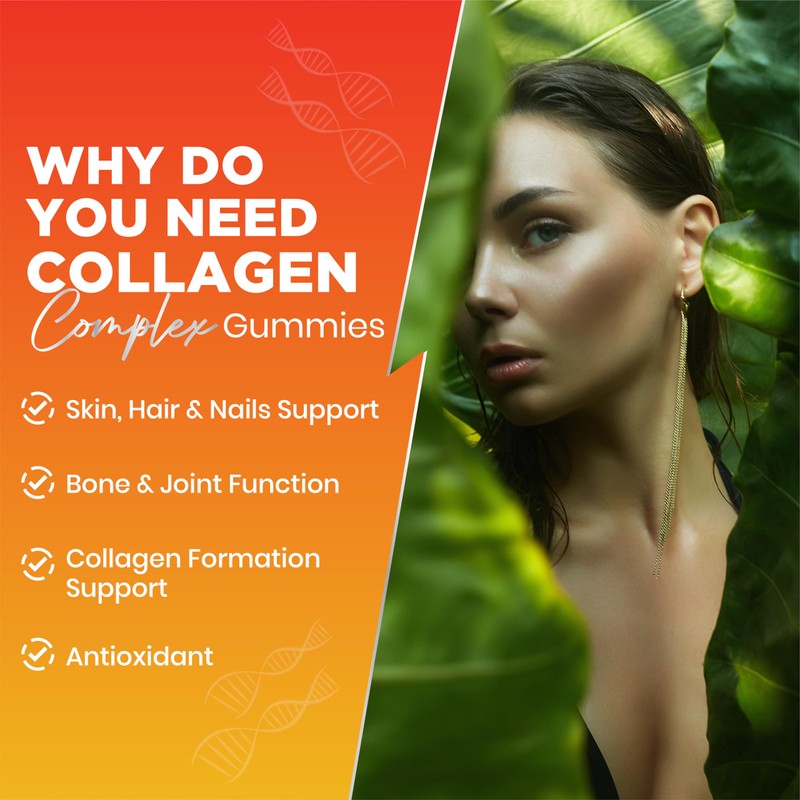 Collagen Complex Gummies for Women & Men, 500mg Collagen with