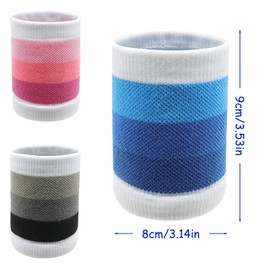 Pack of 2 Sweatband Wrists, Sports Wristbands, Elastic Sweatband, Fitness Sweatband, Cotton Sweatband Arm for Football, Basketball and Tennis Sports (Blue)
