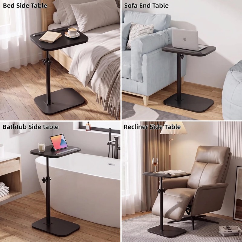 C Shaped End Table for Couch, TV Dinner Tray Table
