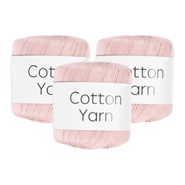 Rebower Cotton Yarn,100% Cotton Soft Knitting Yarn [for Hand DIY Bag Cushion Crocheting Knitting Project Home Decor] -3 Packages of 120g/4.23oz(Per Skein 40g/137yards)/Light Pink