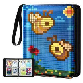 Gurgitat for 4 Pocket Card Binder for 400 Cards - Large Capacity Trading Card Collection Album Folder with Zipper for Men Boys Teens Girls Kids Cute Flower Bee Design for Sports Cards Game Cards