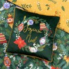 furn. Deck The Halls Joyeux Noel Cushion Cover,Pine Green,43 x