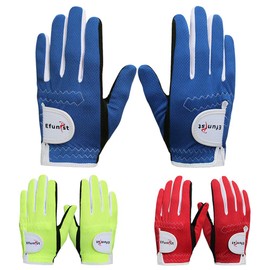 Efunist 1 Pair Junior Kids Youth Toddler Boys Girls Golf Gloves Dura Feel Blue Red Green Left Hand Right Hand (Green, Small)