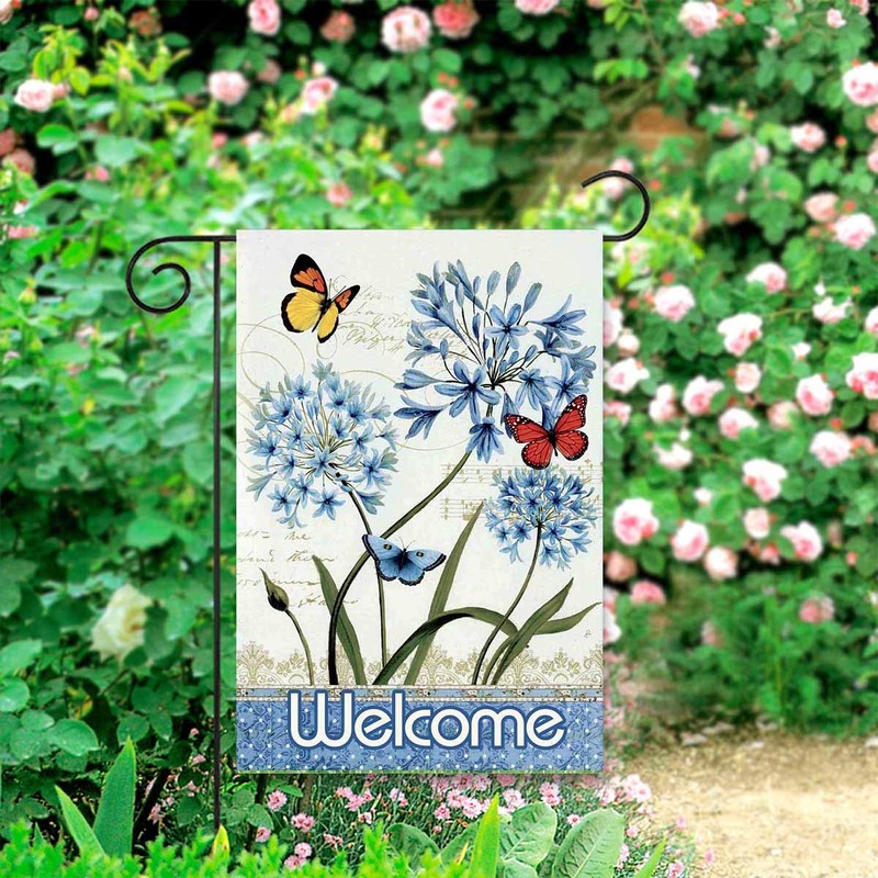Morigins Floral Butterfly Double Sided Welcome Spring Garden Flag 12.5x18