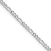 Diamond2Deal Sterling Silver Rhodium-plated 2.5mm Figaro Chain Necklace 22"