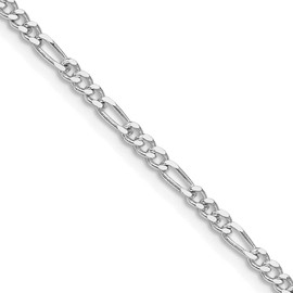 Diamond2Deal Sterling Silver Rhodium-plated 2.5mm Figaro Chain Necklace 22"