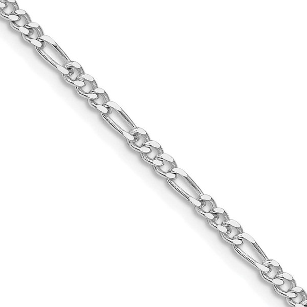 Diamond2Deal Sterling Silver Rhodium-plated 2.5mm Figaro Chain Necklace 22"