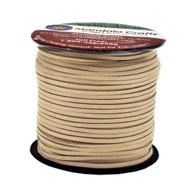 Mandala Crafts 100 Yards 2.65mm Wide Jewelry Making Flat Micro Fiber Lace Faux Suede Leather Cord (Tan)