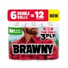 Brawny Tear-A-Square Paper Towels,6 Double Rolls=12 Regular Rolls 3 Sheet