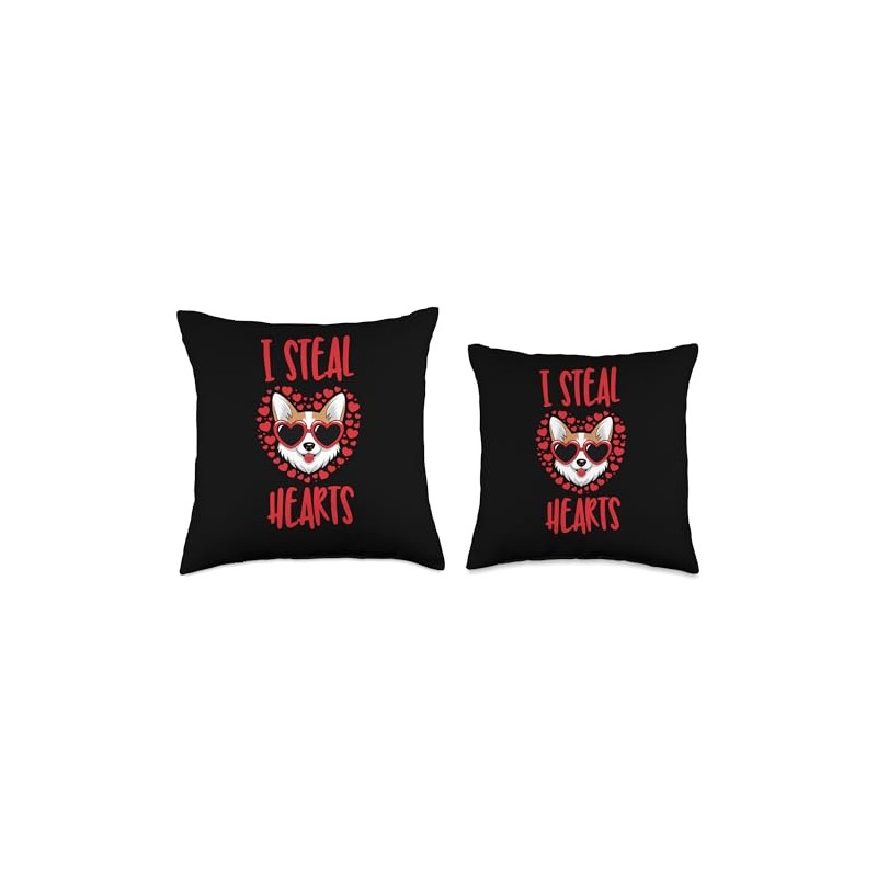 cute corgi i steal hearts Throw Pillow