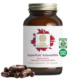 Pure Synergy Extracto de astaxantina SuperPure | 60 cápsulas | hecho con ingredientes orgánicos | sin OMG | Vegano | a base de algas | antioxidante