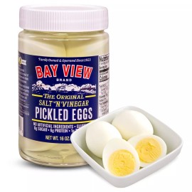 Bay View Pickled Eggs 16oz Pack Fresh Hard Boiled Chili Pepper Brine