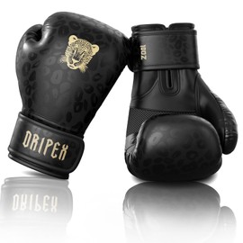 Dripex Boxing Gloves for Men Women Youth, Boxing Training Gloves | for Heavy Bag Workout, Muay Thai, Kickboxing, Sparring Punching Gold leopard 10oz