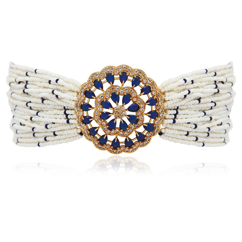 I Jewels Juego de gargantilla de perlas de Bollywood chapado