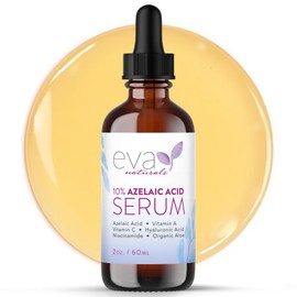 Eva Naturals Azelaic Acid 10% Facial Serum, 2 oz., Skin Brightening Hyaluronic Acid and Niacinamide, Redness Relief, Fade and Repair Dark Spots