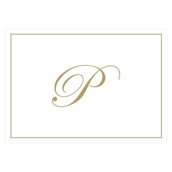 Caspari Gold Embossed Initials Boxed Note Cards in Letter P, 8 Cards & Envelopes