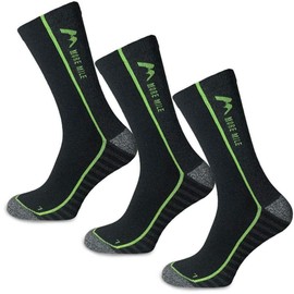 More Mile Strive Mid Calf 3 Pack Black Running Socks Cushioned Anti Blister Sports Sock